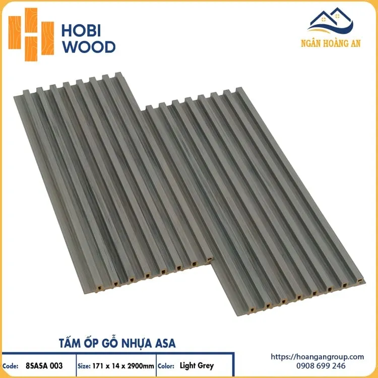 Tấm Ốp Lam 8 Sóng Phủ ASA Hobiwood 8SASA003 Light Grey